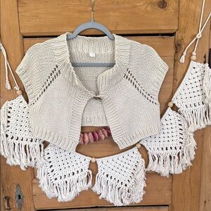 Elisabeth Gillett NYC Cream Knit bolero Cropped Cardigan small